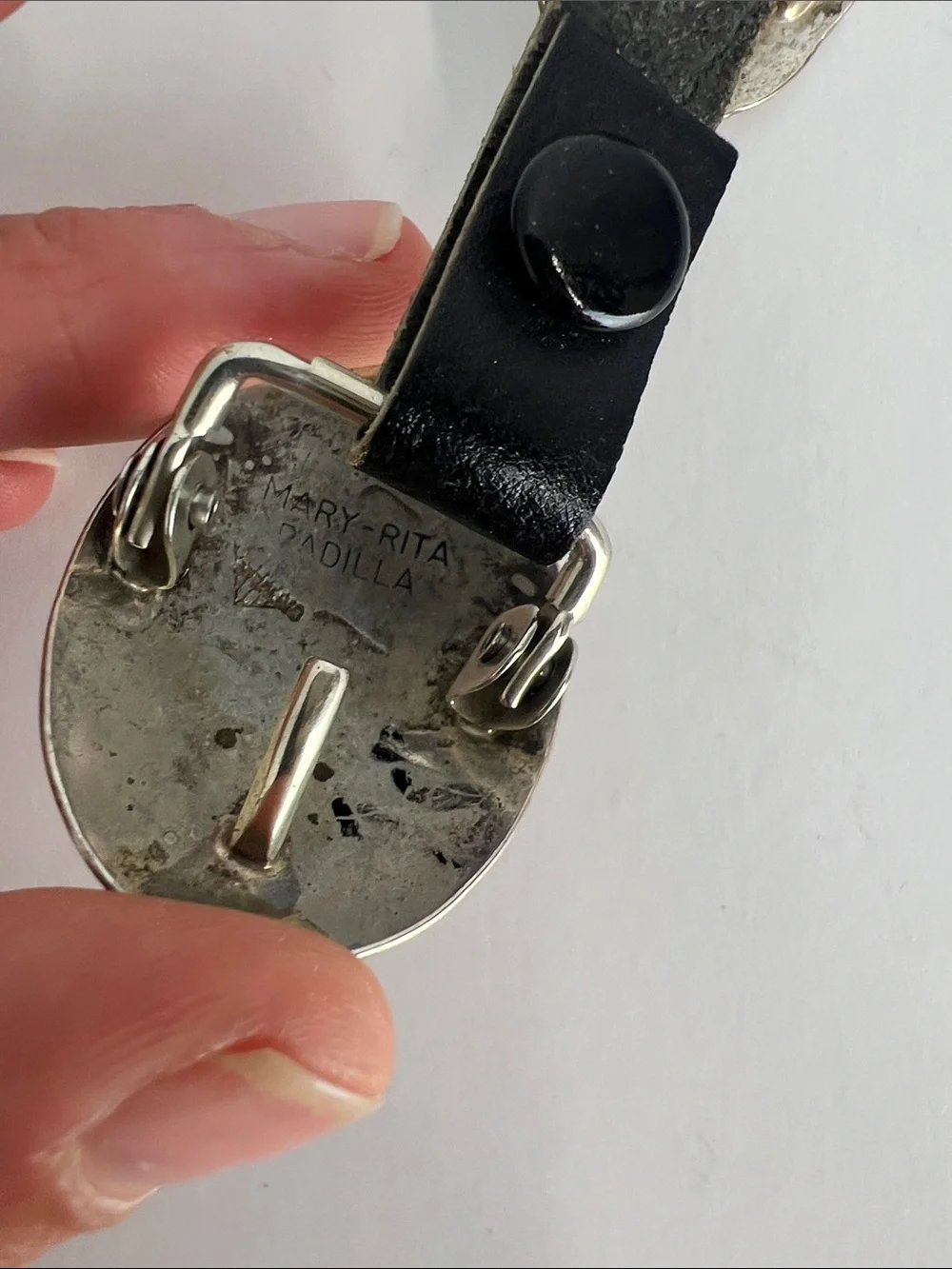 Vintage Mary Rita Padilla Sterling Silver Leather Concho Belt Navajo Native